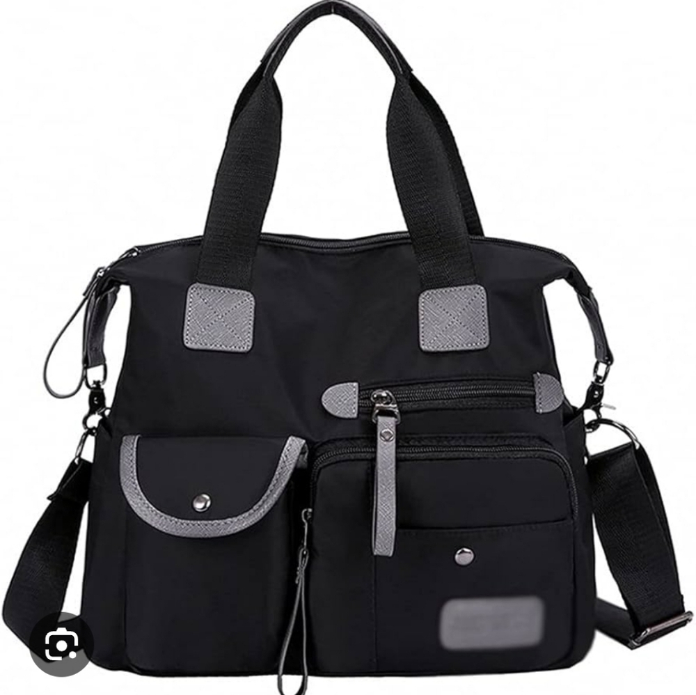 Jingpinpiju Stylish Black and Gray Crossbody Messenger Bag